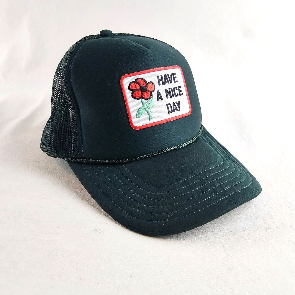 Have A Nice Day Flower Patch Foam Trucker Hat Otto Snapback Green Mesh Cap Adult